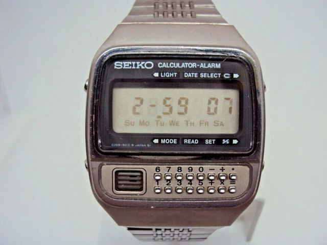 VINTAGE CALCULATOR-ALARM WATCH Seiko C 359-5010 Made in Japan 1980 s.  £ - PicClick UK