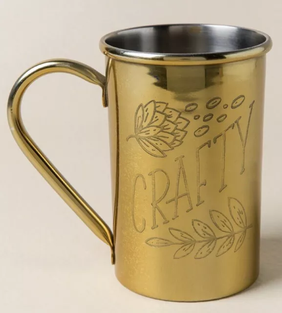 FLOOR  | 9 Gold Crafty Beer Mug/ Stein/pint with Big Grip Handle Gold