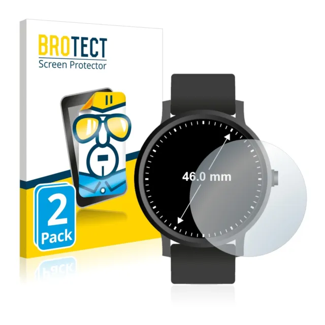 2x Film Protection Ecran pour Montres (Circulaire, ø: 46 mm) Clair Protecteur