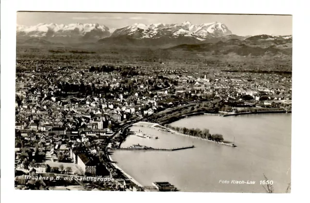 AK Bregenz --Panorama  am Bodensee mit Alpen Voralberg-- um 1956 (K)