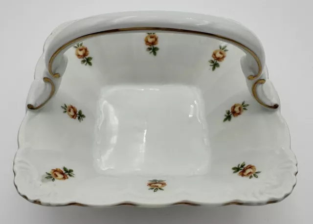 Vtg Royal Tettau, Bayreuth Bavaria Germany Porcelain Dish Basket With Handle