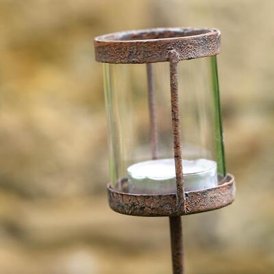 Tea Light Stake, Garden Lantern Candle Holder, Outdoor Rusty Stake