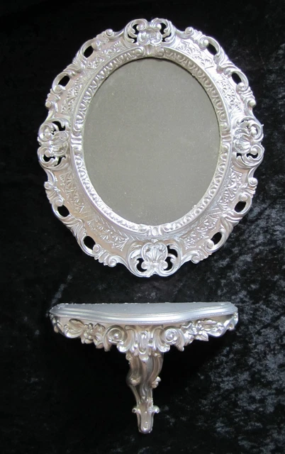 Set Mural 2 Pièces : Miroir + Console Baroque Rouge - Style Antique - Neuf