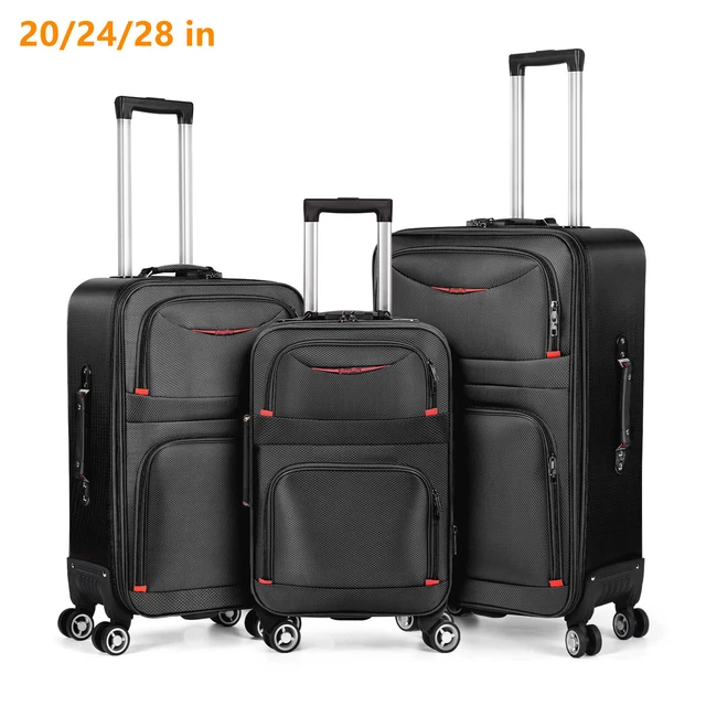 3Pcs Softside Expandable Luggage Lightweight Suitcase w/ Spinner Wheels TSA Lock