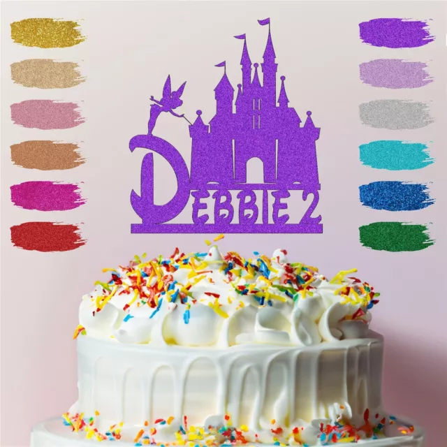 Personalised Cinderella Castle Princess Cake Topper Birthday Party Girl Age Name