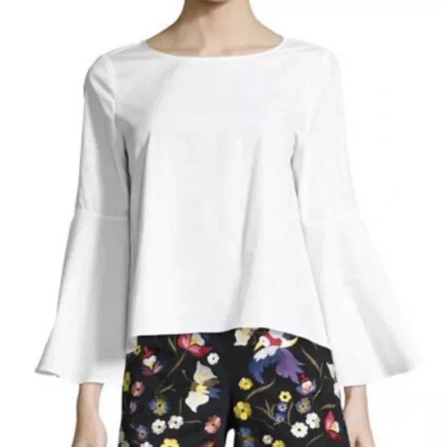 ALICE + OLIVIA Women’s XS White Shirley Top Blouse Flare 3/4 Sleeve