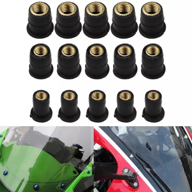 5x M4/M5/M6 Rubber Well Nuts Wellnuts for Motorcycle Windshield Fairing & Screen