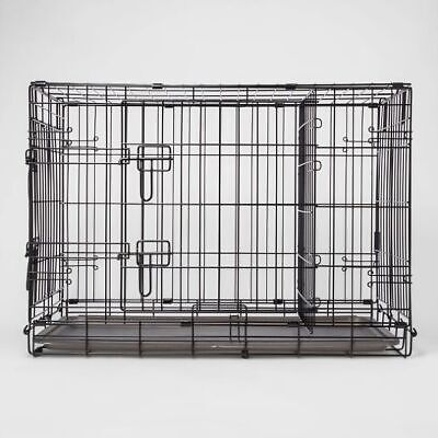 Boots & Barkley 2-Door Wire Collapsible Dog Pet Crate BLACK LARGE 38"x23"x25"
