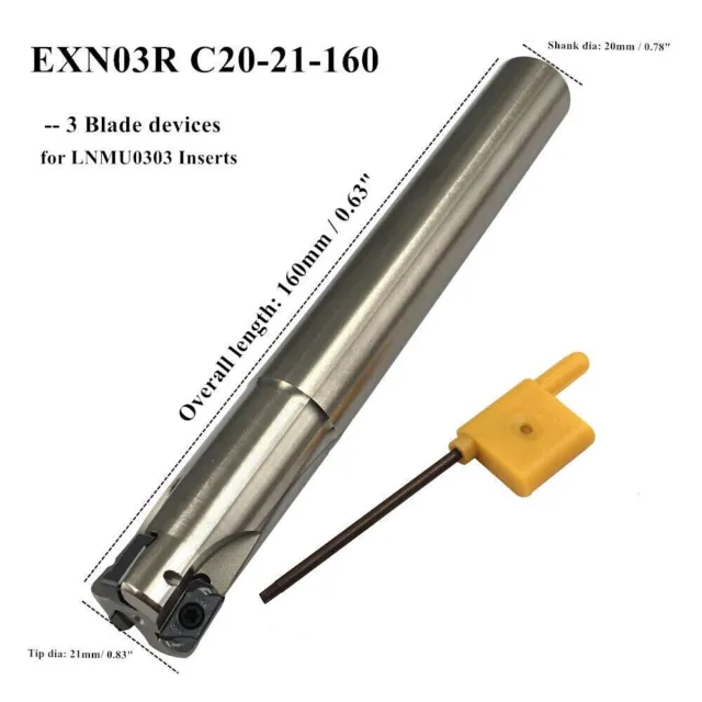 21mm fast feed milling cutter LNMU0303 Insert Holder EXN03R C20-21-160-3T