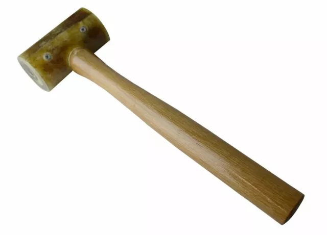 Soft Rawhide Mallet 1-3/4 Diameter Head Natural Rawhide Non-Marring Hammer