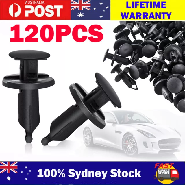 120X Car Plastic 8mm Clips Rivet Push Fit Door Boot Trim Panels Bumper Fastener