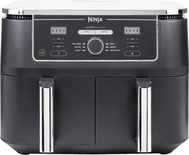 Ninja Foodi Air Fryer MAX Dual Zone Digital, 2 Drawers, 9.5L, AF400UK - Black