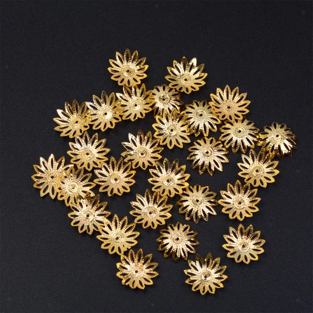 100 Pieces 16mm Hollow Flower End Bead Caps for Jewelry Making Gold Color