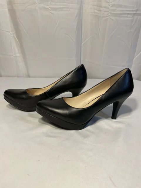 Nine West Black Heels Leather 3” Classic Dress Size 7.5