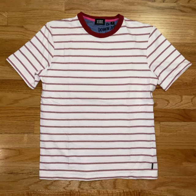 Scotch and Soda Striped Textured T Shirt Cotton Polyester Mix size Mens Medium