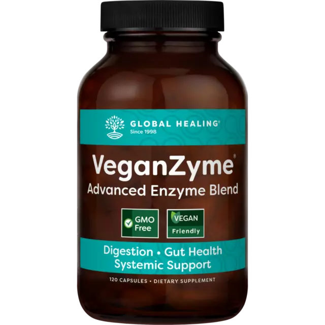 Global Healing VeganZyme Natural Systemic & Digestive Enzymes Supplement - 120ct