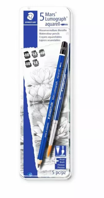 [STEADTLER] Mars Lumograph Aquarell Pencils - Assorted Degrees (Tin of 6)