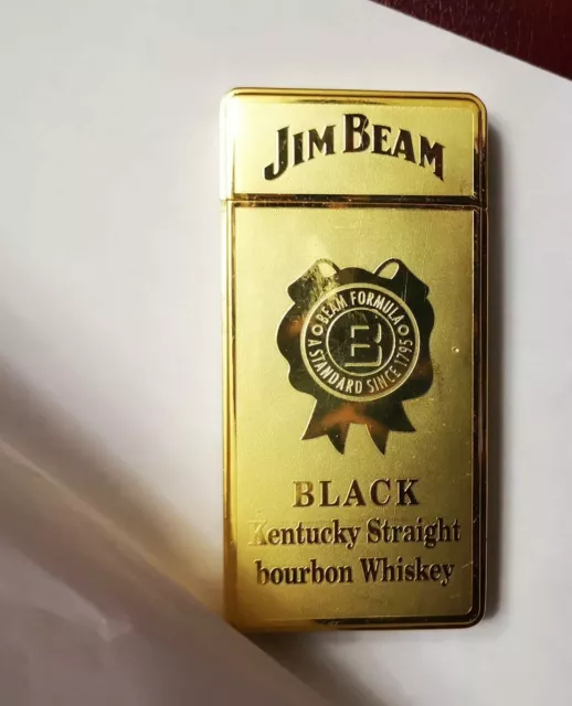 jim beam black Kentucky straight bourbon whiskey metal gold gas lighter