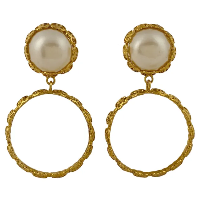 CHANEL #1 COCOMARK pearl earrings yellow gold plastic $1,347.84