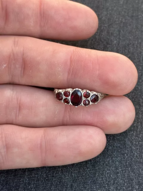 Silver Victorian Style Vintage Garnet Ring.