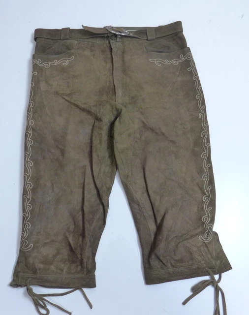 Pantaloni al ginocchio da uomo tradizionali in camoscio Oktoberfest Wiesn taglia 48 marroni