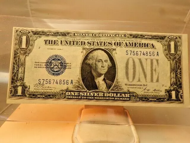 Fr. 1601 1928-A $1 One Dollar “Funnyback” Silver Certificate About Uncirculated