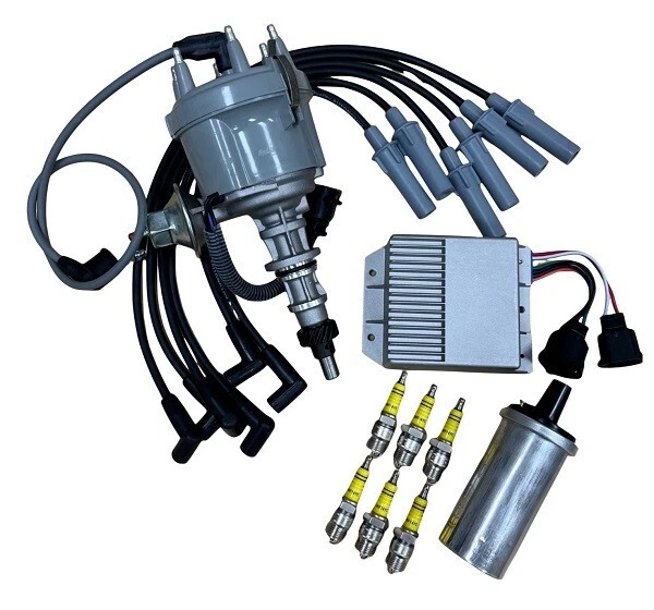 IGNITION DISTRIBUTOR+CABLES+SPARK PLUGS+COIL+MODULE For Ford 300 F100
