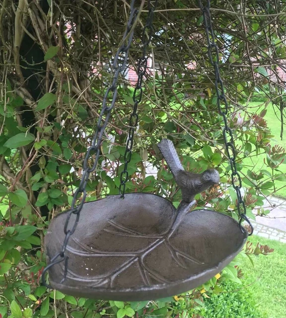 Hänge-Vogeltränke BLATT Vogel Gusseisen Futterplatz Landhaus Vogelbad Schale