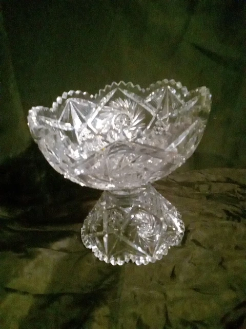 Punch Bowl & Base  American Brilliant Period ABP Deep Cut Glass Crystal