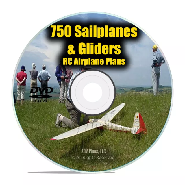 750 Sailplanes Gliders, Remote Control RC Radio Model Aircraft Plans PDF DVD I22