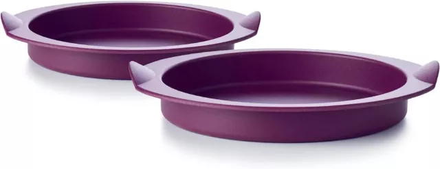 Tupperware New Set of 2 Silicone Small Round Cake Baking Forms Purple