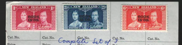 COOK ISLANDS 1937 VERY FINE USED STAMPS Scott # 109-111 " CORONATION ISSUE "