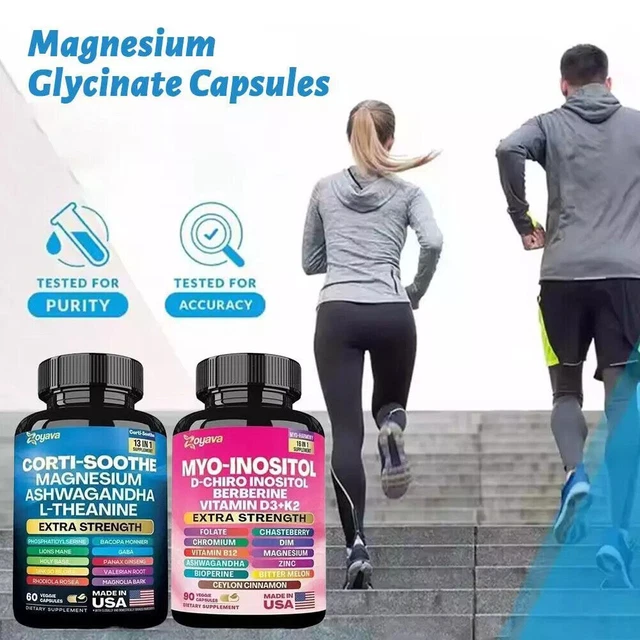 CORTISOL AND MYO-INOSITOL All-in-One Supplement Magnesium Ashwagandha L ...