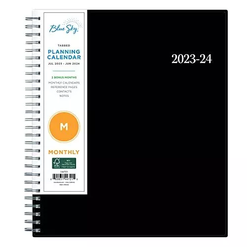 Blue Sky 2023-2024 Academic Year Monthly Planner 8" x 10" Flexible Cover Wire...