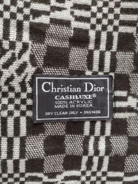 Christian Dior Monsieur Brown White Abstract Scarf Cashmaire 100% Acrylic