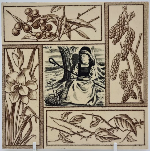 Victorian Aesthetic Movement Nursery Rhyme and Four Seasons Tile AE1