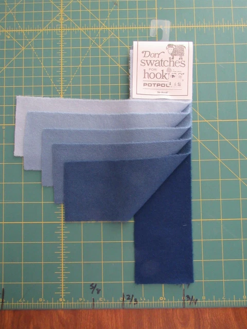 Muestras Dorr para enganchar, popurrí #15 azul, alfombra de lana de enganche