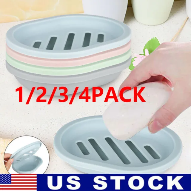 Soap Dishes Holder Self Drain Container Case Bath Shower Basket Storage Box