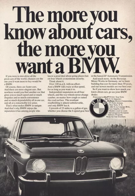 1968 BMW: The More You Know About Cars Vintage Print Ad