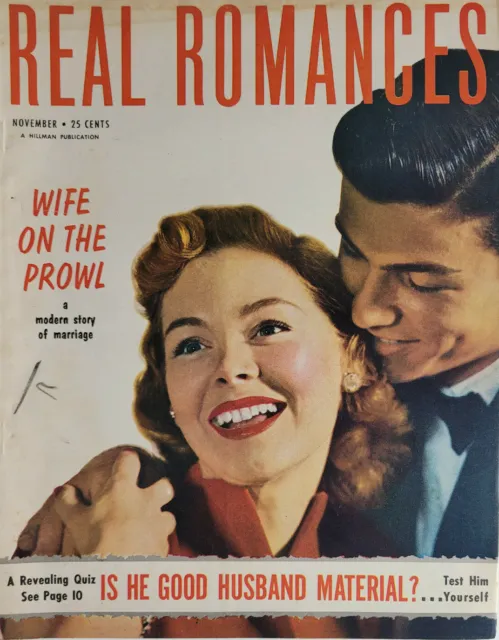 Real Romances Nov 1953 Vtg Women Pulp Magazine Husband Wife on Prowl NoML VG