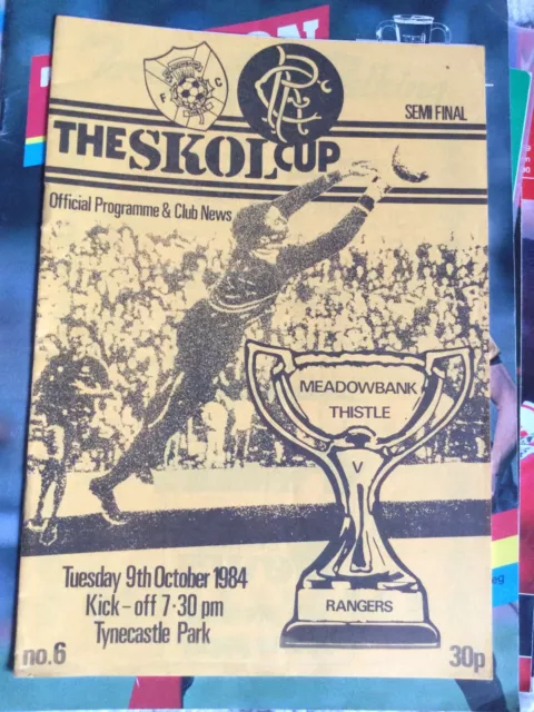 1984/5 Meadowbank Thistle V Rangers League Cup Semi final