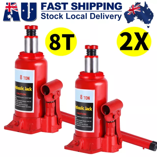 2X 8 Ton Heavy Duty Hydraulic Bottle Jack Automotive Car Repair Shop Lift Tool