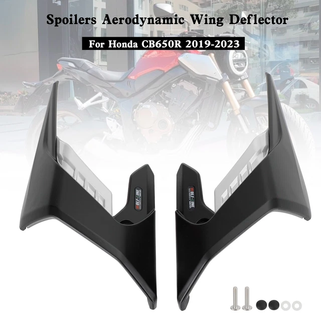 WOOGA Spoilers nus de force de descente latérale de moto aile de carénage Aile de déflecteur d'air pour Ho&n&da CBR650R 2019 2020 2021 2022 2023 Su&zu&ki GSX250R (Noir mat