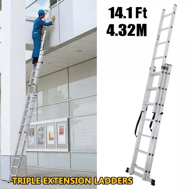 3X7 Professional Triple Section Extension Ladder 3 IN 1 Working Platform Ladders