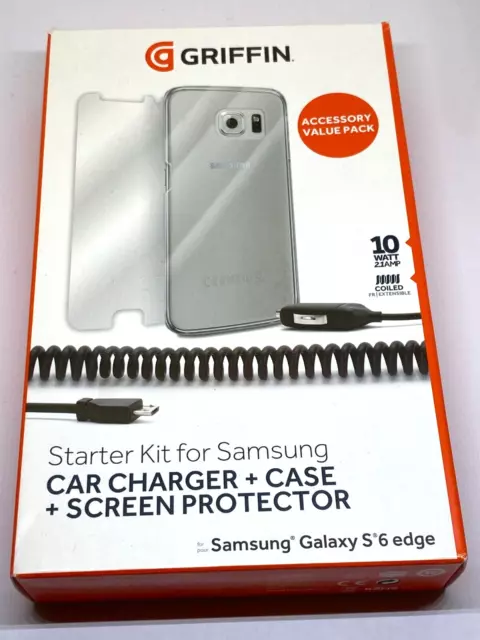 Griffin Samsung Galaxy S6 Edge Hülle Cover & Displayschutzfolie & 2,1 AMP KFZ Ladegerät 2