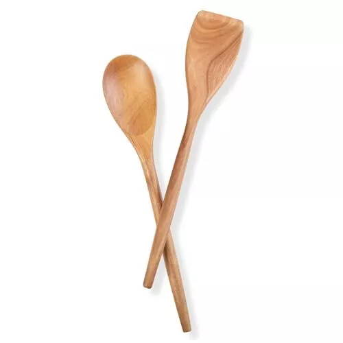 14 Inch Wooden Spoon and Spatula Kitchen Utensils Non-Stick Cookware for Cooking
