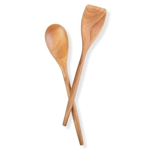 14 Inch Wooden Spoon and Spatula Kitchen Utensils Non-Stick Cookware for Cooking