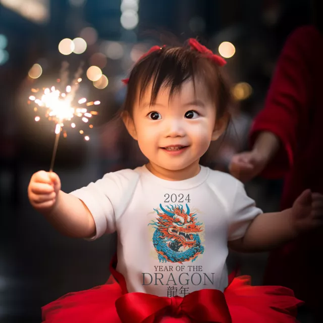 YEAR OF THE Dragon Babygrow Vest 2024 Chinese New Year Family Tops Gift