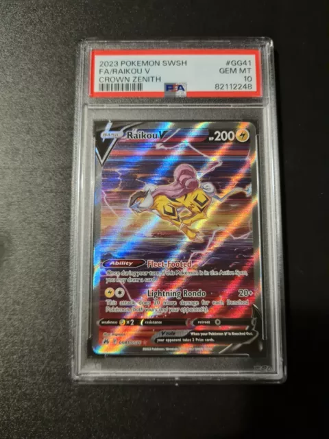 PSA 10 Raikou V #GG41 Pokémon TCG 2023 Crown Zenith Alt Art