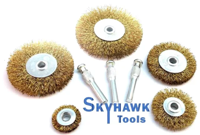 8 Pc Brass Crimped Wire Wheel Polishing Brush Set Dremel Rotary Tool 1/4" Shank